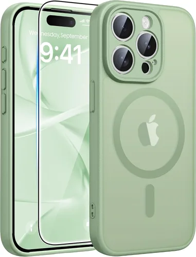 Vista 135 de FNTCASE - Funda para iPhone 16 Pro: magnética, mate, translúcida, de grado militar, protectora contra caídas, resistente, fina, duradera y a prueba