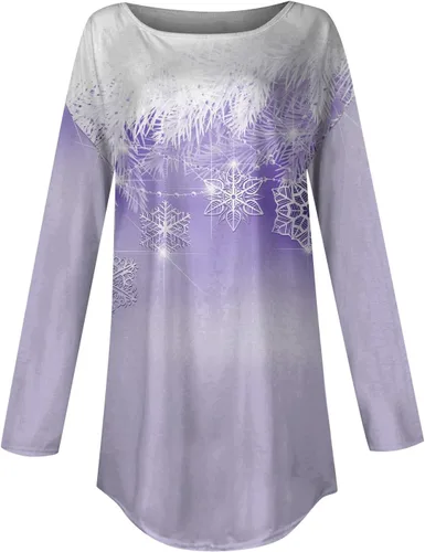 Vista 2 de Blusas de gasa de manga larga para mujer, para llevar con leggings, sudaderas casuales, holgadas, con estampado de bloques