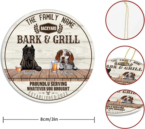 Vista 2 de SILYHEART Presa Canario & Welsh Hound Christmas Acrylic Ornaments Pet Dog Ceramic Christmas Keepsake Family Dog Name Funny Craft Hanging Ornaments