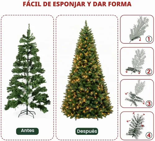 Vista 7 de Hykolity Árbol de Navidad artificial preiluminado de 6 pies con 230 LED