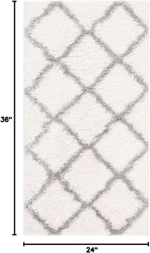 Vista 2 de SAFAVIEH Parma Shag Collection - Alfombra decorativa de 2 x 3 pies, diseño de enrejado, no desprende pelusa y de fácil cuidado, 1.2 pulgadas