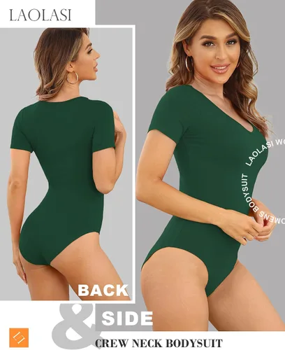 Vista 2 de LAOLASI Body para mujer con cuello en V 2022, ajustado, casual, extensor