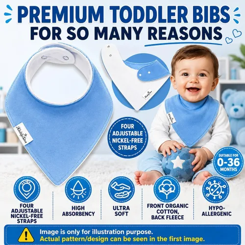 Vista 3 de 8-Pack Organic Cotton Bandana Bibs for Drooling Babies Soft Bibs for Teething & Feeding Newborn Babies & Toddlers