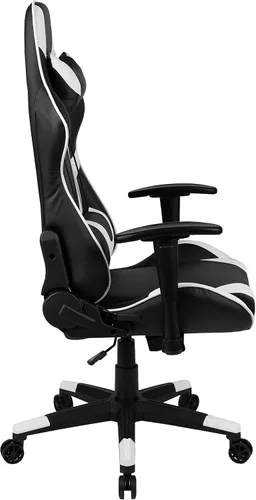 Vista 6 de Flash Furniture X20 - Silla giratoria de policarbonato ergonómica y ajustable con respaldo completamente reclinable en LeatherSoft negro