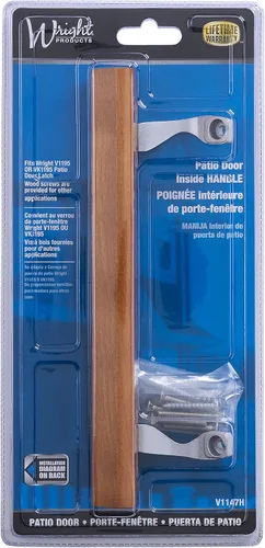 Vista 3 de Wright Products - Juego de Manija Interior de Puerta Corrediza de Patio de Roble de Reemplazo, Madera/Aluminio Gris - Manija Interna de Puerta