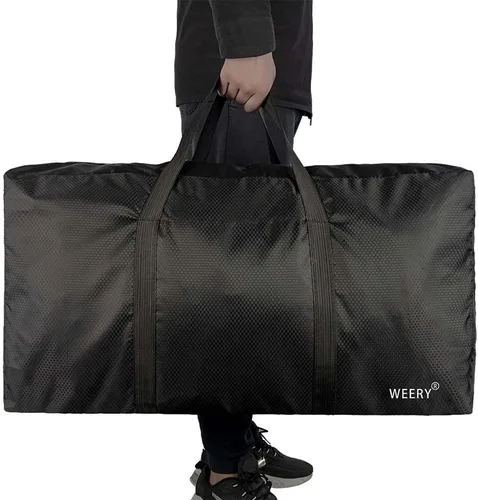 Vista 5 de WEERY Bolsa de lona extra grande, bolsa de lona ligera de 96 L, bolsa de lona plegable impermeable para hombres y mujeres, color negro, Negro, Extra