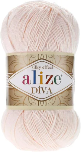Vista 13 de Alize Diva Silk Effect 100% hilo acrílico de microfibra, 1 madejas de bola de 3.53 oz 383yds color (1 - crema)