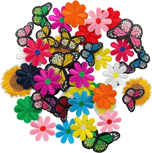 Vista 37 de 60 parches bordados de estilos surtidos al azar, parches para coser o planchar, apliques para ropa, pantalones de vestir, sombreros, jeans, flores