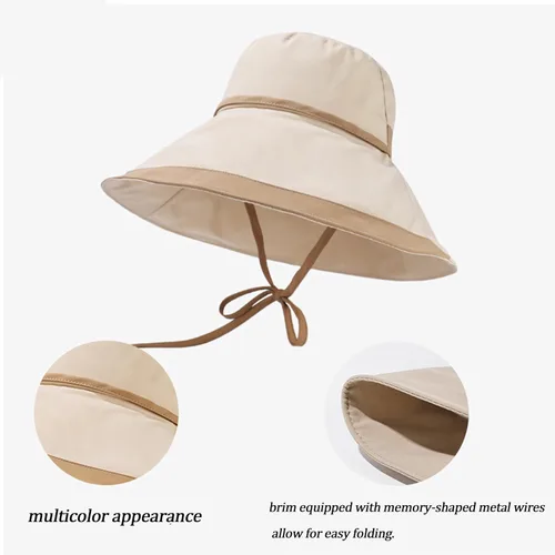 Vista 12 de Sombrero de pesca de playa de ala ancha plegable con protección UV para mujer