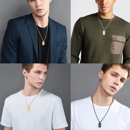 Vista 2 de Supcare Collar personalizado con etiqueta de perro con texto o foto para hombre, colgante de foto conmemorativa personalizado para mujeres y hombres