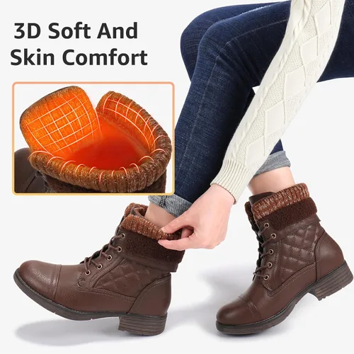 Vista 59 de STQ Botas de combate con cordones para mujer