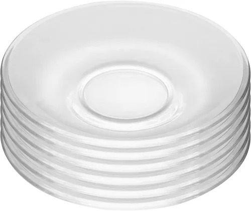 Vista 10 de WHJY 6 platos de vidrio transparente, juego de platos de vidrio de 5 pulgadas, pequeños platos de postre platos de té a granel
