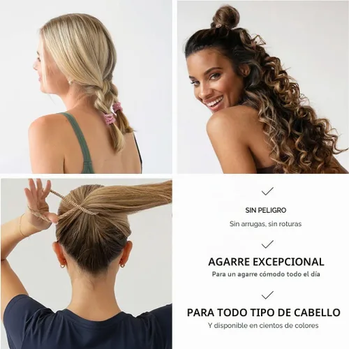 Vista 4 de L. Erickson Lazos para el cabello grueso, paquete de 15 tubos para poni Grab & Go - Bandas sin arrugas sin daños con fuerte sujeción para mujeres