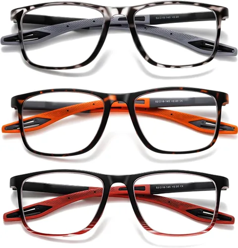 Vista 10 de Hubeye TR90 Gafas de Lectura Deportivas para Hombres y Mujeres Ultraligeras Flexibles Anti-Luz Azul（Negro+Negro+Negro+Negro+Negro，+0.0）
