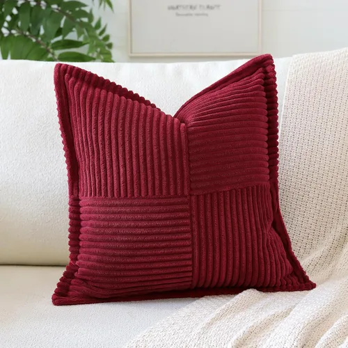 Vista 16 de OTOSTAR Fundas de almohada decorativas de pana a rayas con empalme, fundas de almohada bohemias súper suaves, almohadas decorativas con textura