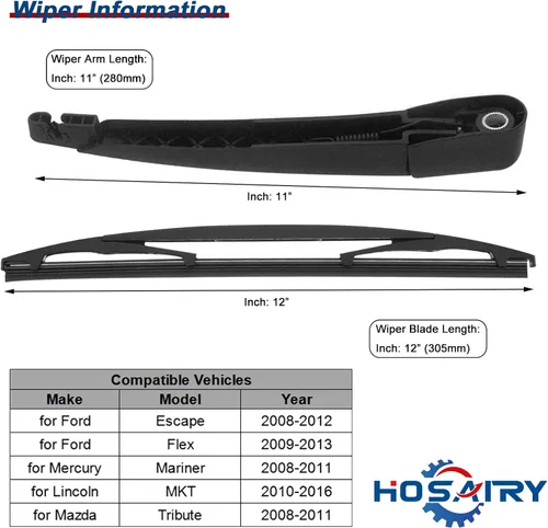 Vista 2 de Juego de limpiaparabrisas trasero para Ford Escape Flex 2008-2019, para Mazda Tribute 2008-2011, para Mercury Mariner 2008-2012, para Lincoln MKT