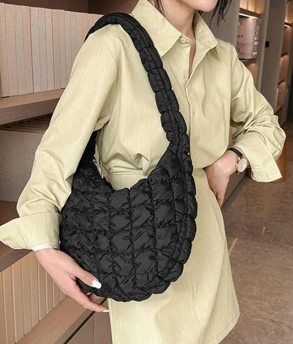 Vista 3 de Bolso de hombro para mujer, bolso elegante, bolso de hombro, bolsa de mano acolchada, lindo bolso cruzado bolsa de burbujas, Púrpura, Elegante