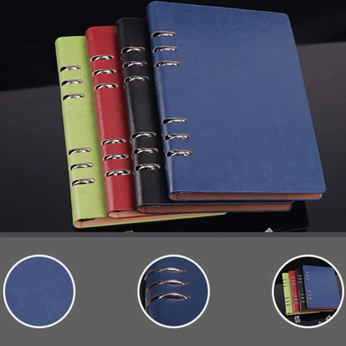 Vista 7 de Cuaderno clásico A5 recargable de cuero con bolsillo suelto de 6 agujeros, organizador personal, carpeta de cuaderno reutilizable, multifuncional