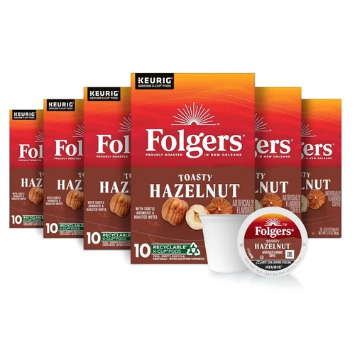 Vista 27 de Folgers Café con sabor artificial a caramelo mantecoso, cápsulas Keurig K-Cup, caja de 10