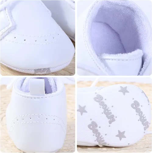 Vista 5 de Booulfi Conjunto de botines para bebé recién nacido para bautizo, bautizo, zapatos y calcetines