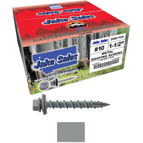 Vista 36 de 10 tornillos para techos de metal gris ABC de 1-1/2 pulgadas, cabezal de arandela hexagonal, arranque automático/roscado, arandela EPDM. 1 bolsa