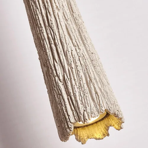 Vista 6 de Lámpara colgante de hormigón de estilo japonés, cable ajustable, lámpara colgante de cemento en forma de cono de isla de cocina con acento de madera