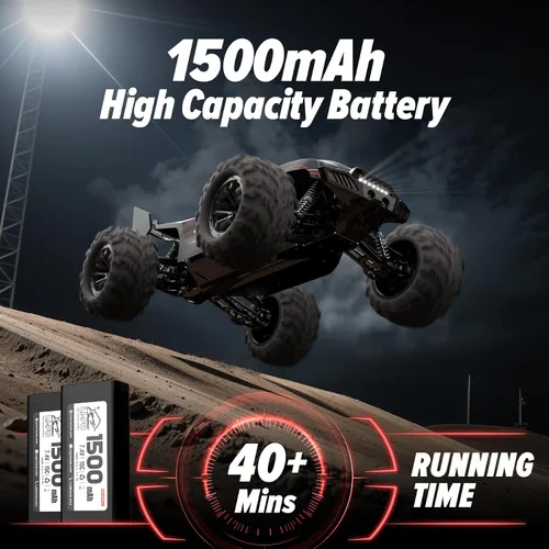 Vista 3 de Hosim Coche RC 1/10 para adultos y niños de 48+KMH, auto eléctrico de control remoto de alta velocidad, camión RC grande 4 x 4 todoterreno, todo