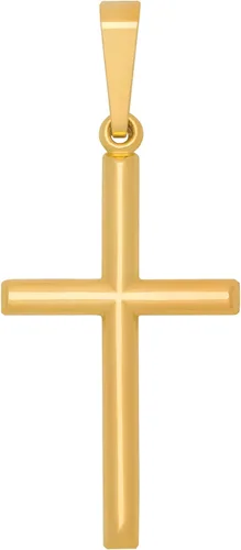 Vista 2 de MAZZERI Colgante de cruz de oro de 14 quilates, dijes religiosos de oro hipoalergénico para hombres y mujeres, hecho a mano en los Estados Unidos