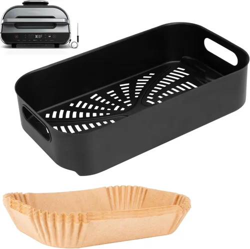 Vista 10 de Foodi XL Grill Combo cesta para verduras y sonda de carne para Ninja FG551/FG550 Foodi XL Grill, cesta antiadherente para freidora de aire Ninja