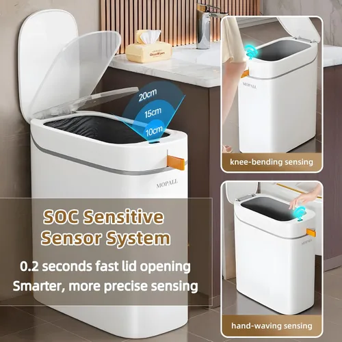 Vista 6 de MOPALL - Bote de basura automático con sensor de movimiento con tapa, 3.5 USB-C de 3.5 galones
