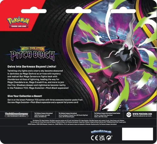 Vista 2 de Pokemon TCG: Mega Evolution - Paquete de 3 Booster Blister negro