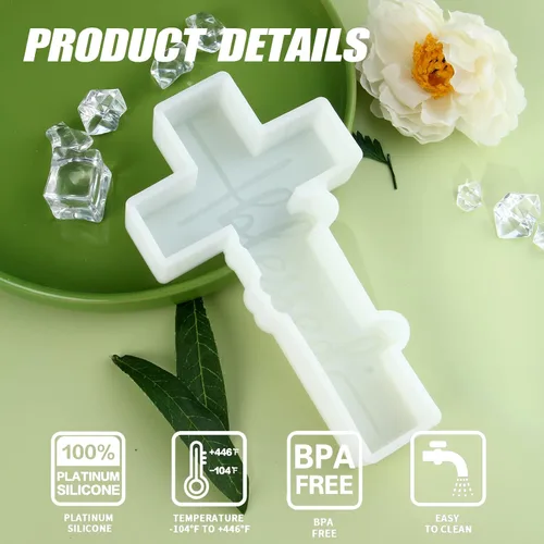 Vista 5 de SOBEIT Blessing Cross - Molde de freshie para coche, molde de freshie de fe religiosa, molde de resina de silicona para hacer freshie perlas