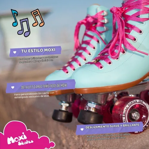 Vista 5 de Moxi Beach Bunny - Patines de ruedas para mujer, colorido, ajuste de precisión con ruedas de alto rebote, forro y acolchado que absorben la humedad