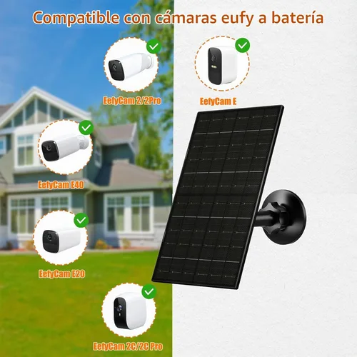 Vista 3 de 7W Solar Panel for Eufycam, USB-C to Micro USB Adapter