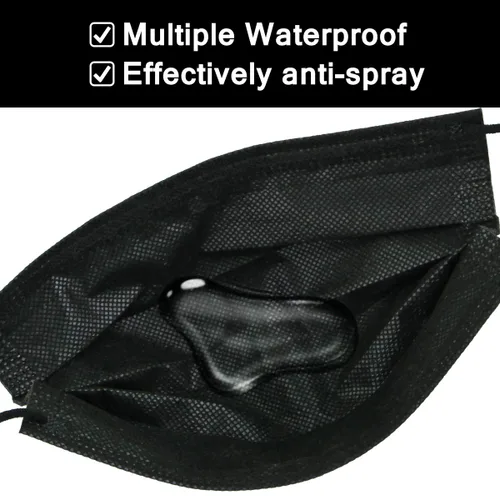 Vista 8 de 50 Piezas Mascarillas Faciales Desechables de 3 Capas Protectoras Negro
