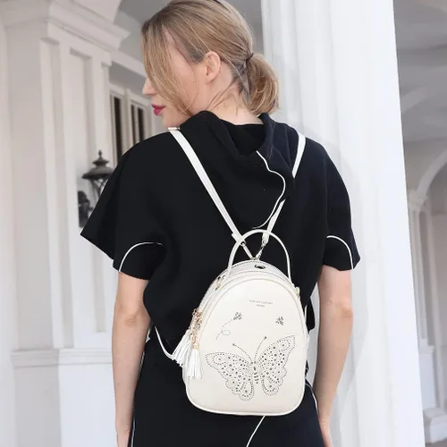 Vista 5 de APHISON Mochila grande de moda, mochila pequeña, color blanco