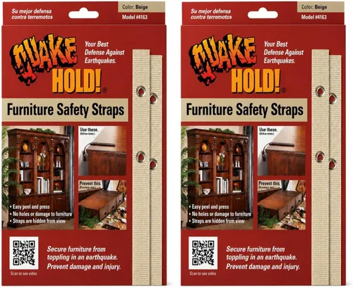 Vista 7 de Quakehold! Kit de correas para muebles, cierres para terremotos para preparación ante desastres, correas de seguridad a prueba de niños para RV