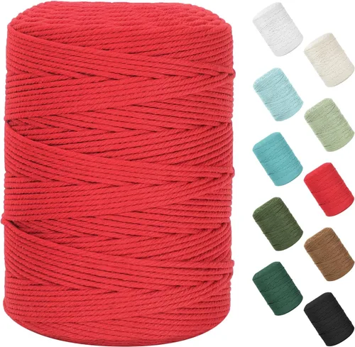 Vista 100 de Cuerda de macramé de 0.079 in x 220 yardas (656 pies), cuerda de algodón natural para colgar en la pared, ganchos de plantas, manualidades Verde