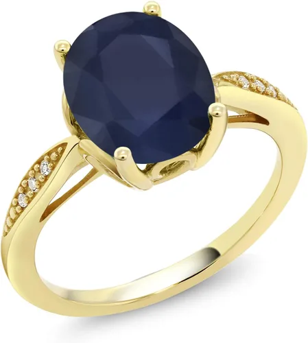 Vista 36 de Gem Stone King Anillo de compromiso de oro amarillo de 14 quilates de 2-3 quilates con piedra preciosa ovalada de 0.394 x 0.315 in y diamantes