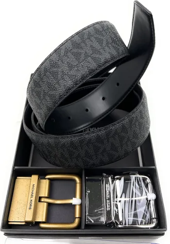Vista 3 de Michael Kors Mens Box Jet Set 4 In 1 Signature Leather Gift Set Belt Black