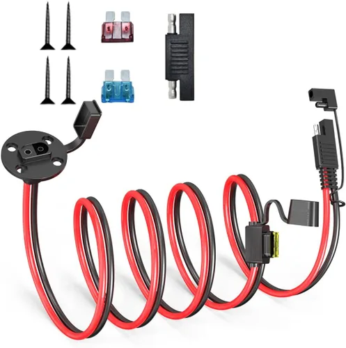 Vista 11 de ELFCULB Cable de extensión de enchufe de alimentación SAE a conector SAE, puerto de pared lateral SAE de montaje en panel de 14 AWG de 2 pies