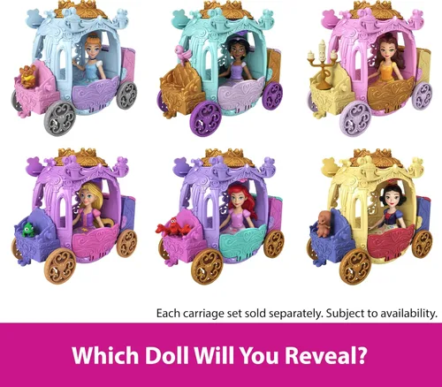 Vista 3 de Mattel Disney Princess Toys Surprise - Muñeca pequeña y vehículo