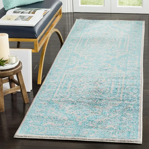 Vista 120 de SAFAVIEH ADR108B - Tapete de la colección Adirondack, 2 pies 1 pulgada x 6 pies, marfil y plateado, diseño de medallón oriental, no desprende