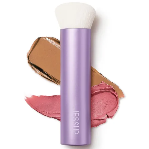 Vista 7 de Jessup Kabuki - Juego de 4 brochas esenciales para la cara, para base de contorno de rubor e iluminador, fibra sintética ultrasuave, libre