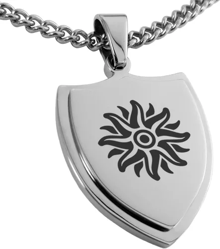 Vista 17 de Collar con colgante de escudo de dioses griegos de acero inoxidable
