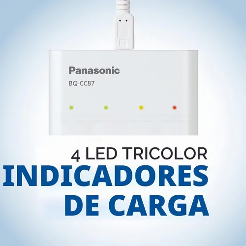 Vista 4 de Panasonic BQ-CC87ABBA Eneloop - Cargador de batería individual avanzado con tecnología de carga portátil, color blanco