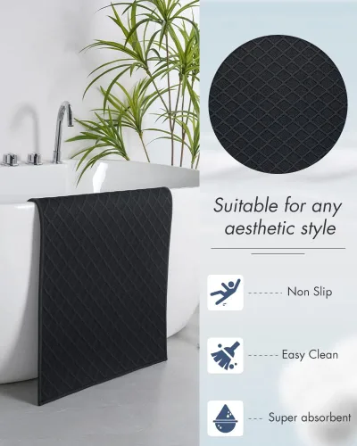 Vista 6 de AMOAMI Alfombra de Baño, Alfombra Ultra Delgada para Baño, Alfombras de Baño con Respaldo de Goma Antideslizantes para Baño, Alfombra de Baño