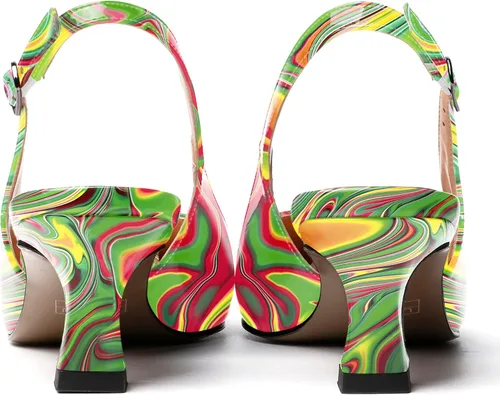 Vista 4 de SKYSTERRY Vestido de mujer de noche Slingback gatito punta cuadrada Carrete de patente de oficina Zapatos de tacón bajo 2 pulgadas