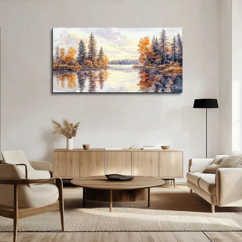 Vista 7 de PHAOHUAXM Pintura abstracta de paisaje de tinta pintura de arte de pared moderna impresión en lienzo natural paisaje arte imágenes de sala de estar