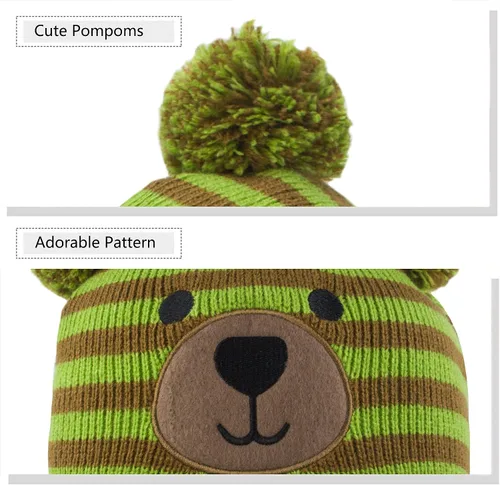 Vista 4 de Muryobao Gorro de punto con forro polar cálido para niños pequeños con orejeras para bebés y niñas